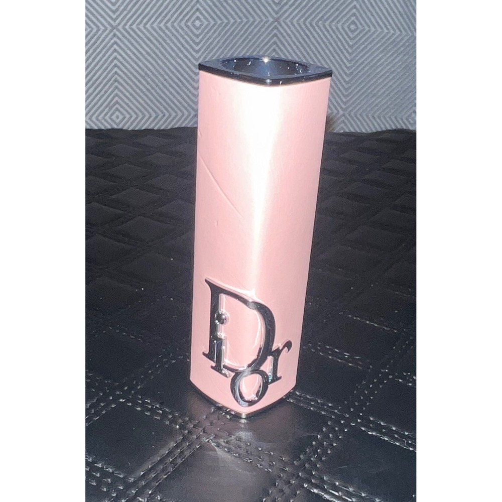 Dior Addict Lipstick Case Rose Montaigne Pink Silver Logo Refillable Accessory